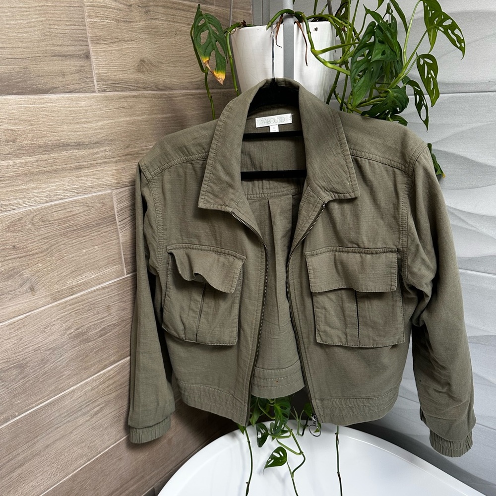 Olive Green Cropped Jacket